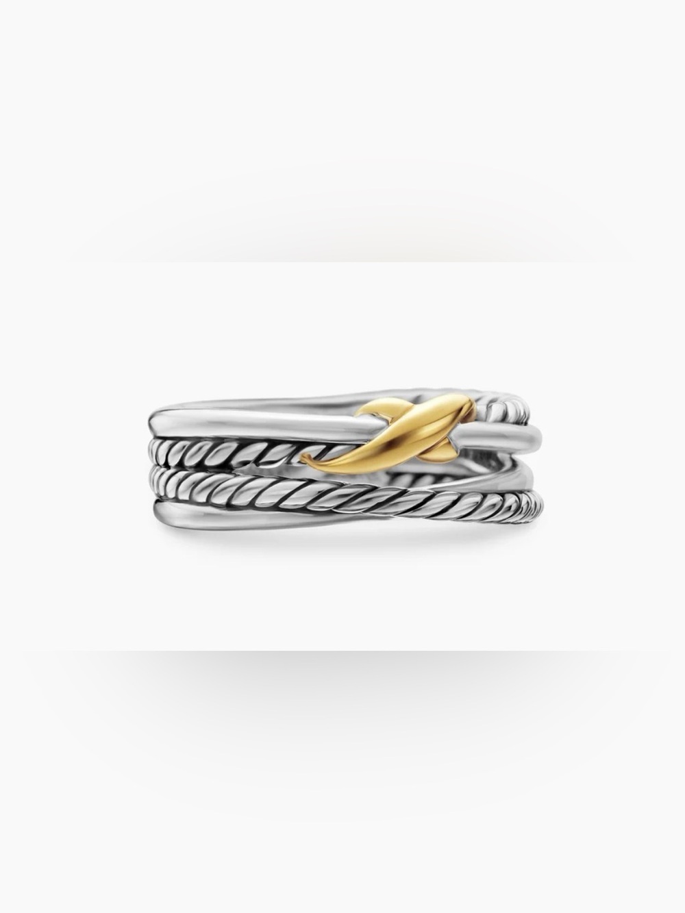 David Yurman Sterling Silver Multi-Band Ring with Gold Accent